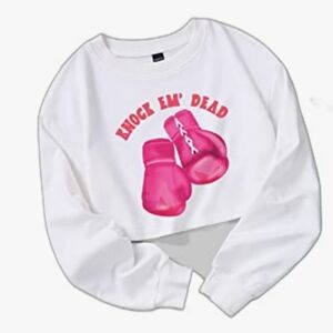 Shein X Alexandra Five Women's L Boxing Gloves Cropped Sweatshirt